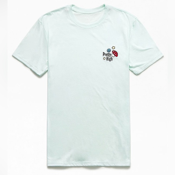 PacCares Pretty High Embroidered T-Shirt in Light Blue size medium - Picture 1 of 7